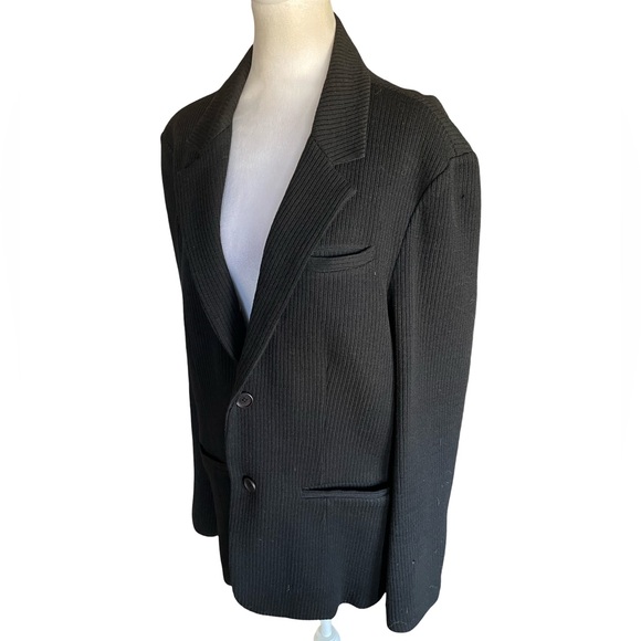 Armani Exchange Black Men's 100% Virgin Wool Knit Blazer Jacket Size Large - Picture 3 of 14